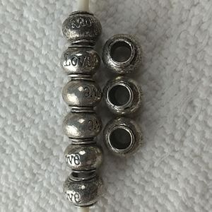 9 Beads Silver Love Vintage 1/2 × 3/8 inch for your bracelet